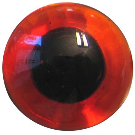 Occhi per bricolage, rosso, vetro, con occhiello, 7 mm 